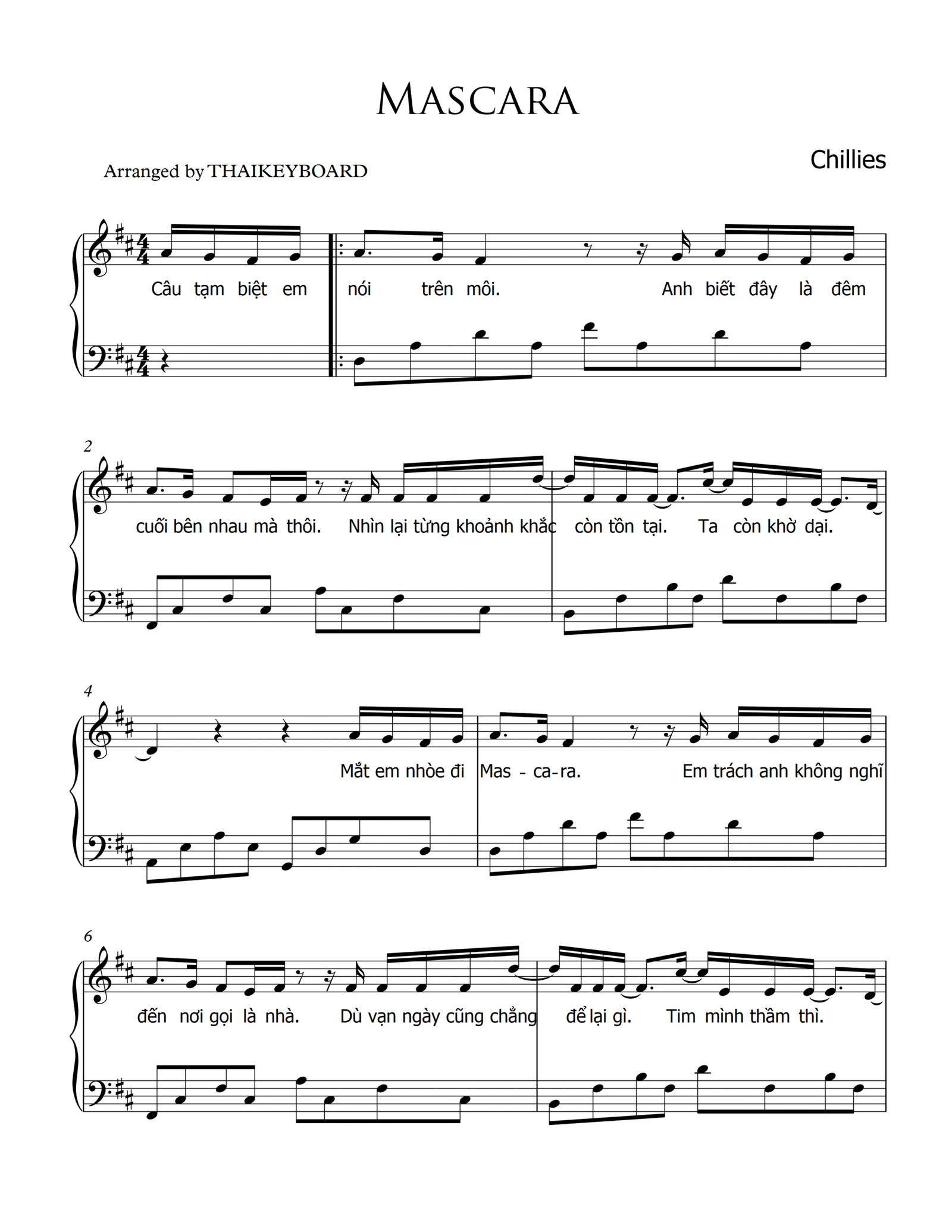 [SHEET PIANO] Mascara - Chillies