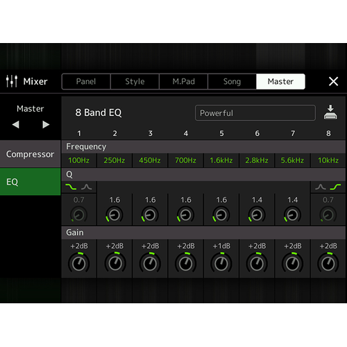 Yamaha Arranger Workstation PSR-SX920/720 Master EQ Screen