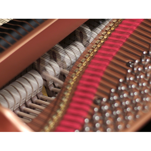 A photo of the inside of grand piano showing