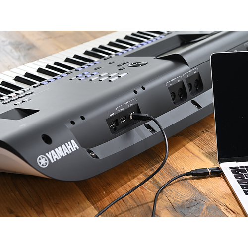 USB To Device terminal on the back of Genos2 connected to a PC with a cable