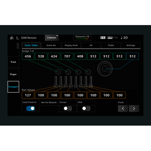 Image showing the WORKFLOW feature with an interface that can be used as a hardware controller for DAW software