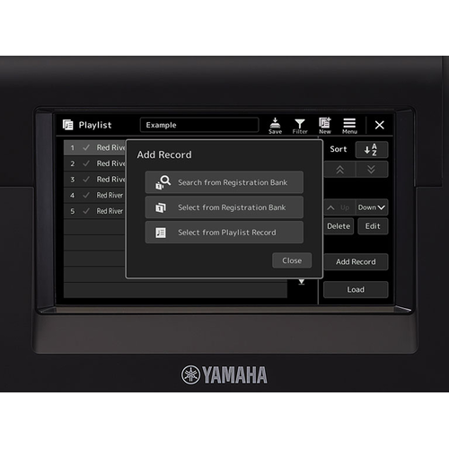 Playlist displayed on Genos2 LCD
